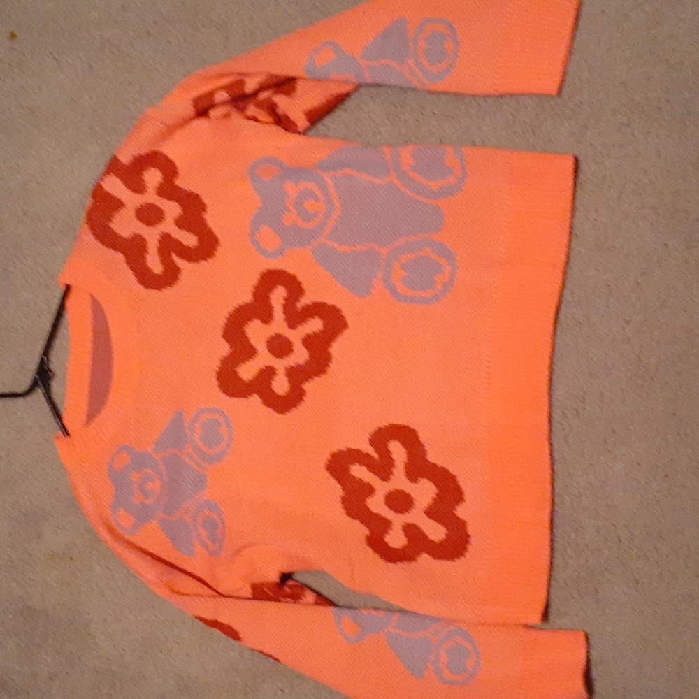 Kawaii teddy bear and flower sweater